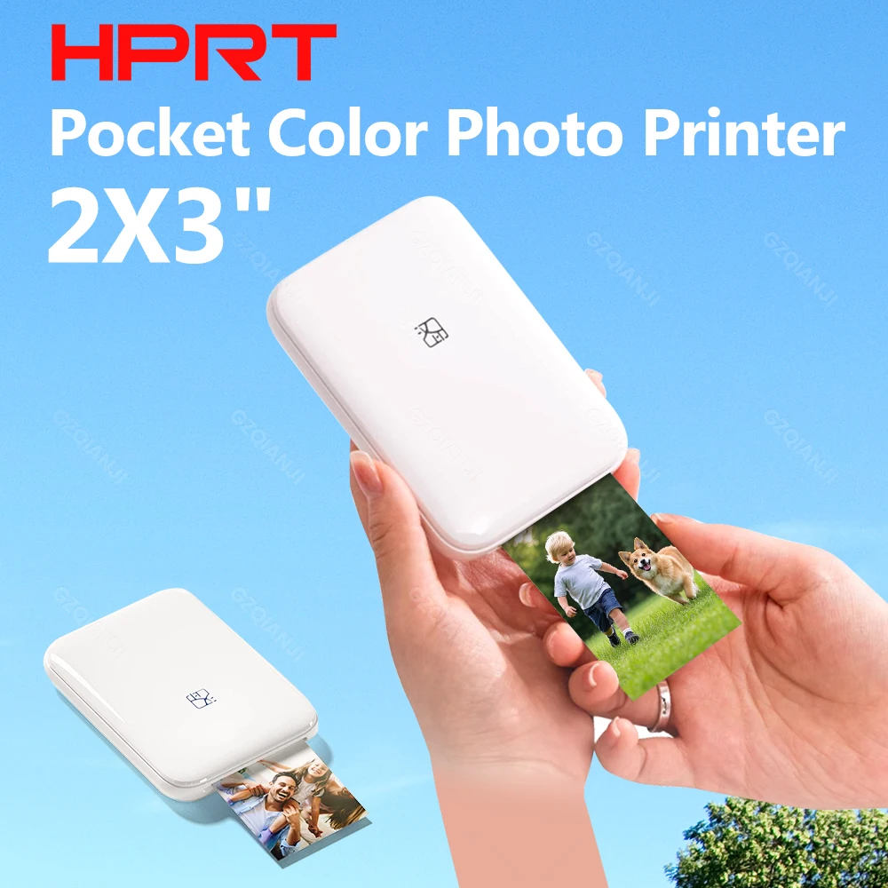 Tragbarer HPRT-Fotodrucker im Taschenformat, 5,1 x 7,6 cm, kabelloser Zink-Technologie-Druck, 2 x 3 selbstklebende Fotobereiter mit Papiere