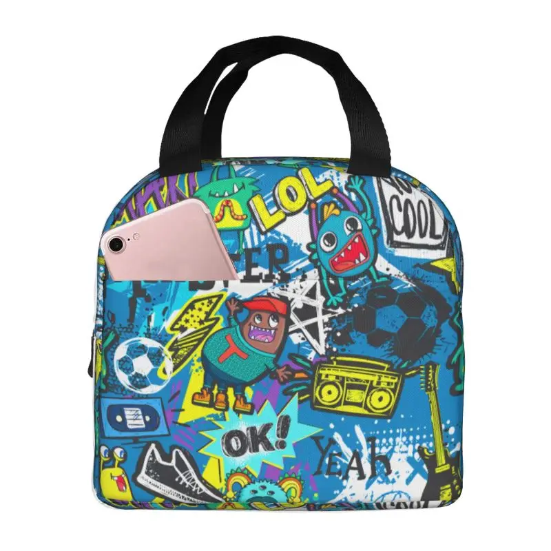 grunge-elementos-spray-pintura-tinta-eletro-almoco-saco-graffiti-refrigerador-termico-isolado-lancheira-para-mulheres-criancas-praia