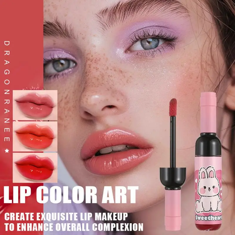 Wine Lip Stain Lips Gloss Wine Liquid Lipgloss Matte Finish Long Lasting Waterproof for Women and Girls Beauty Makeup Look