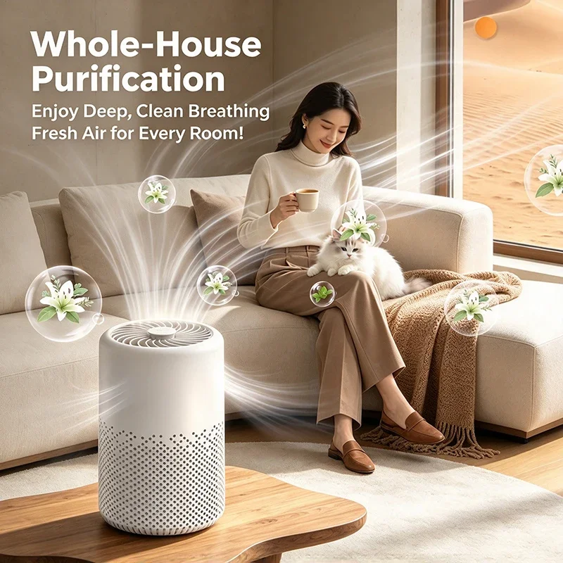 Lenovo Portable Mini Air Purifier USB Quiet Air Cleaner HEPA Activated Carbon Filter Odor Eliminator for Home Car Office Bedroom