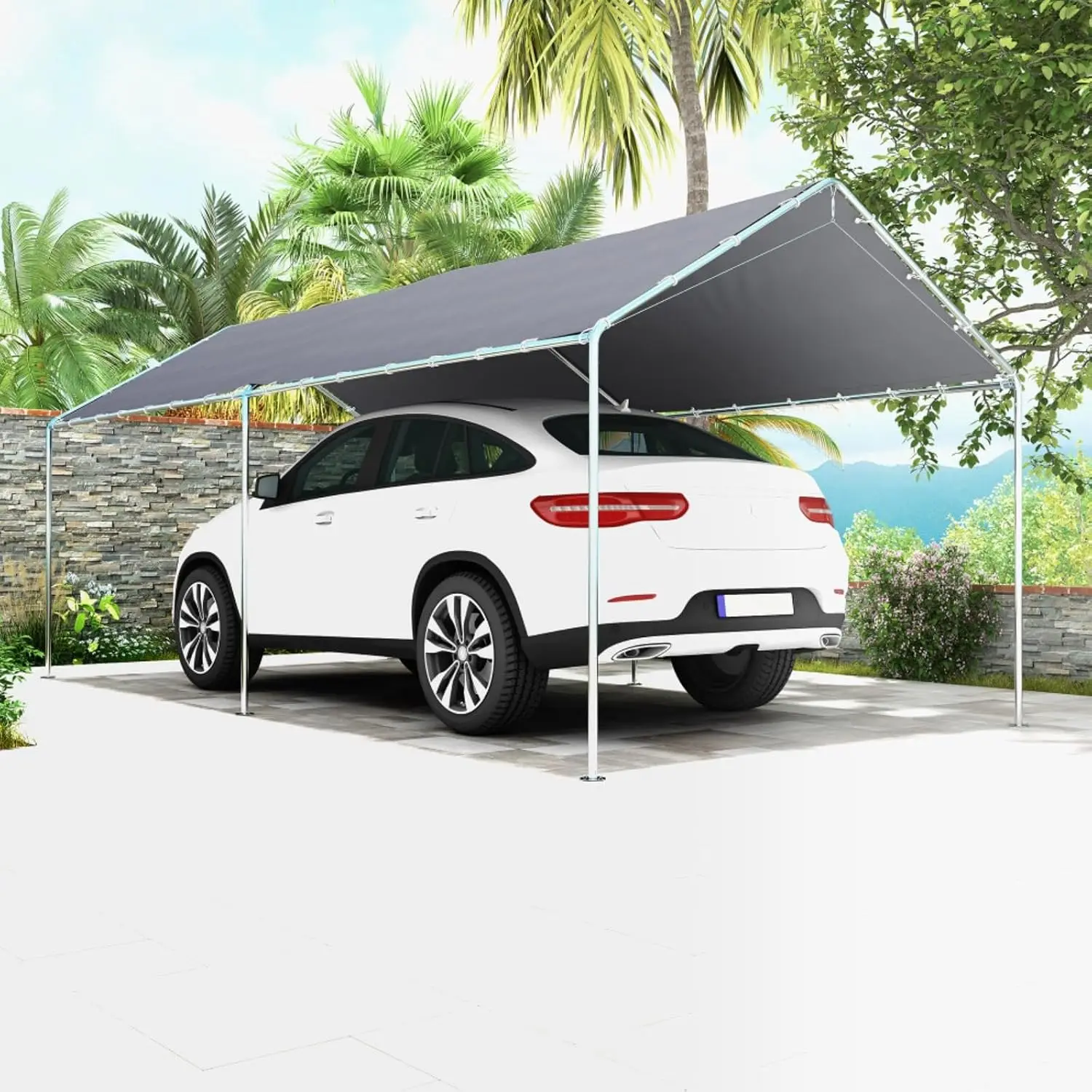 10'x20' Heavy Duty Carport, All Weather Outdoor Large Garage with Galvanized Car Canopy and Included Anchor Kit, 3, Customized