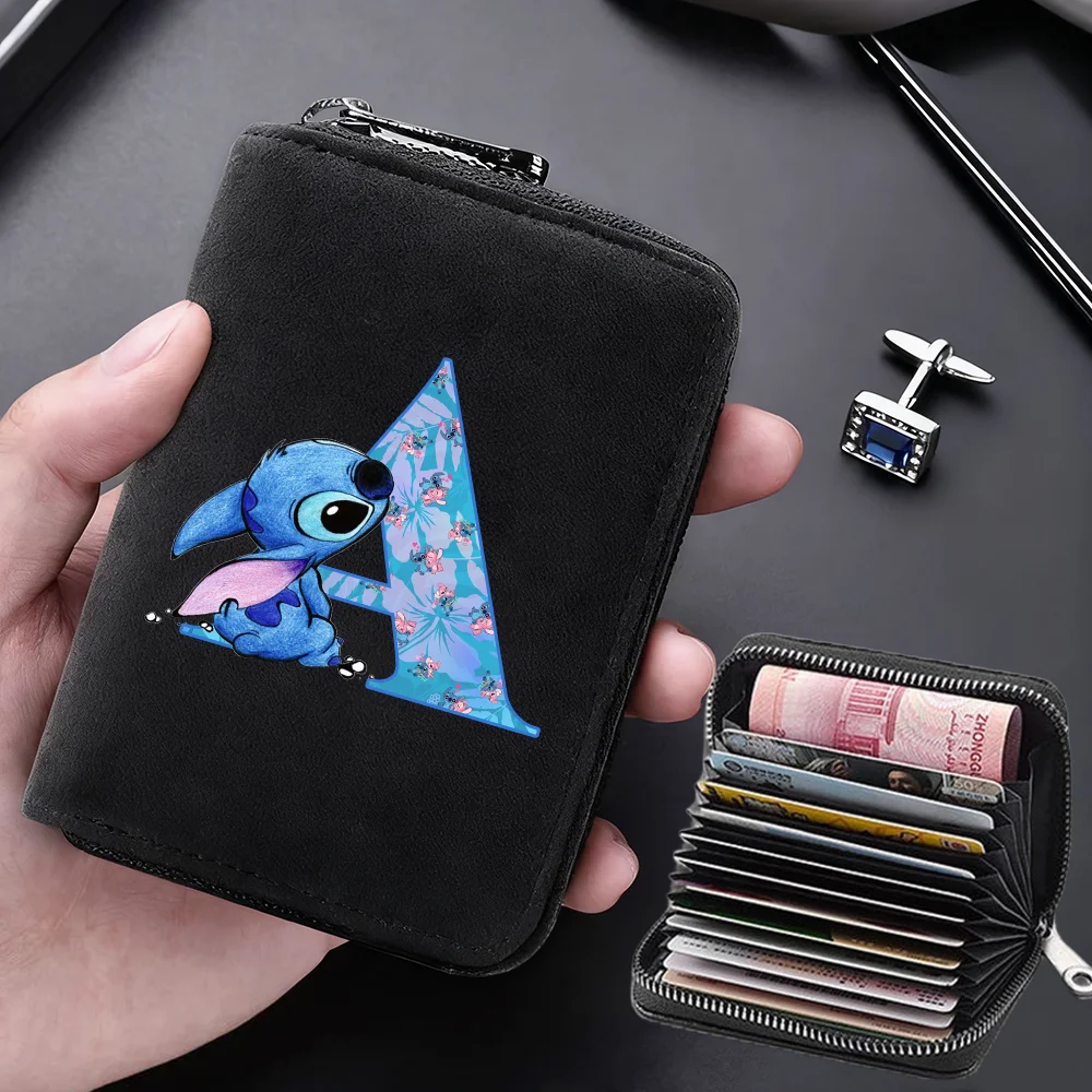 Lilo Stitch Letter Multifunctional Card Bag 11 Cards Slot Credit Card Holder Anti Demagnetization Wallets Cover Zipper Wallet
