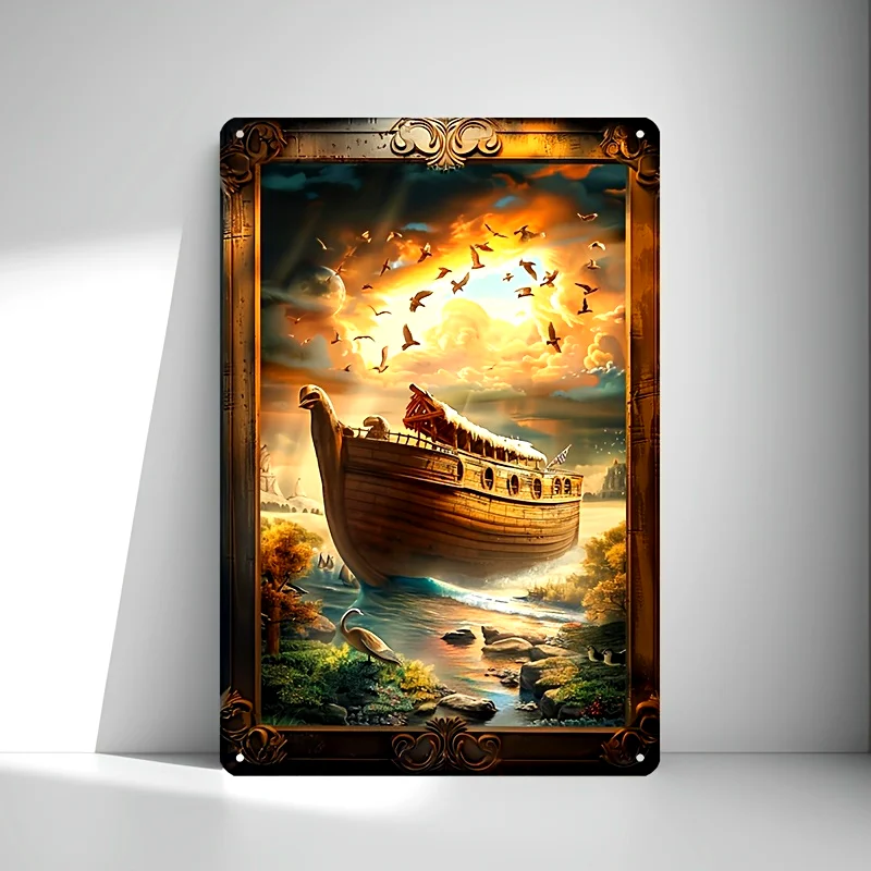 

Noah's Ark Aluminum Wall Art, Religious Theme Decorative Sign & Plaque, Boho Style, Multipurpose Wall Hanging for Home