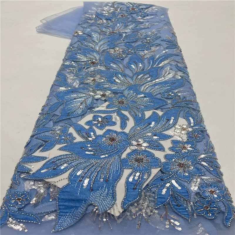 5yard Heavy industry flocking Pearl tube sequin embroidery tela,New soft mesh fabric,Dress cheongsam clothing diy sewing fabric