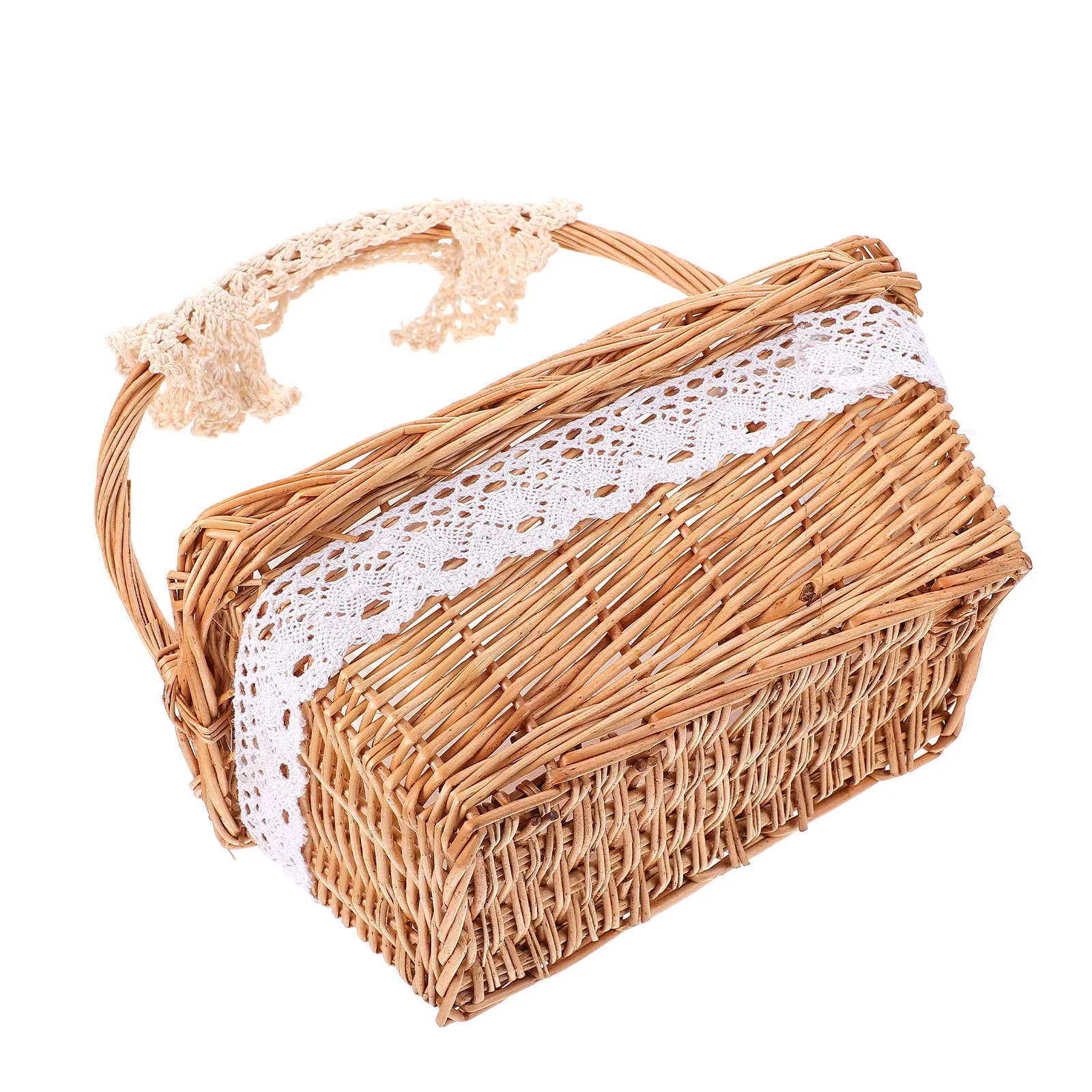 

Portable Rattan Flower Basket Handheld Lightweight Multi-Purpose Woven Storage Basket Home Decorative Flower Holder