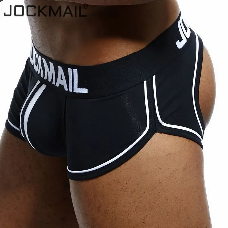 JOCKMAIL Sexy Men Underwear BOTTOMLESS BOXER Men Thong G-strings Tanga Short Underpants Gay Male Underwear Open Backless Crotch