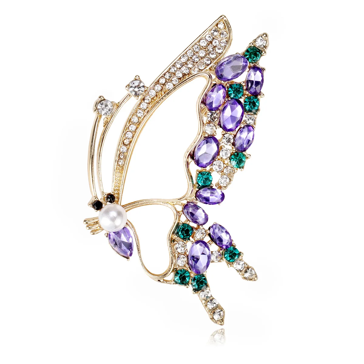 Light luxury fritillaria pearl Monet purple butterfly brooch, personalized animal decoration brooch, elegant temperament, corsag