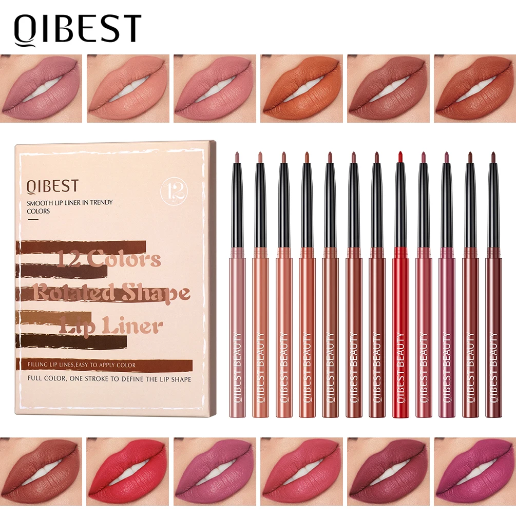 12 Stuks Set Waterdichte Potlood Lippenstift Set Pen Matte Lipliner Langdurige Make-Up Pennen Gemakkelijk Te Dragen Anti-Stick Cup Кандав Для