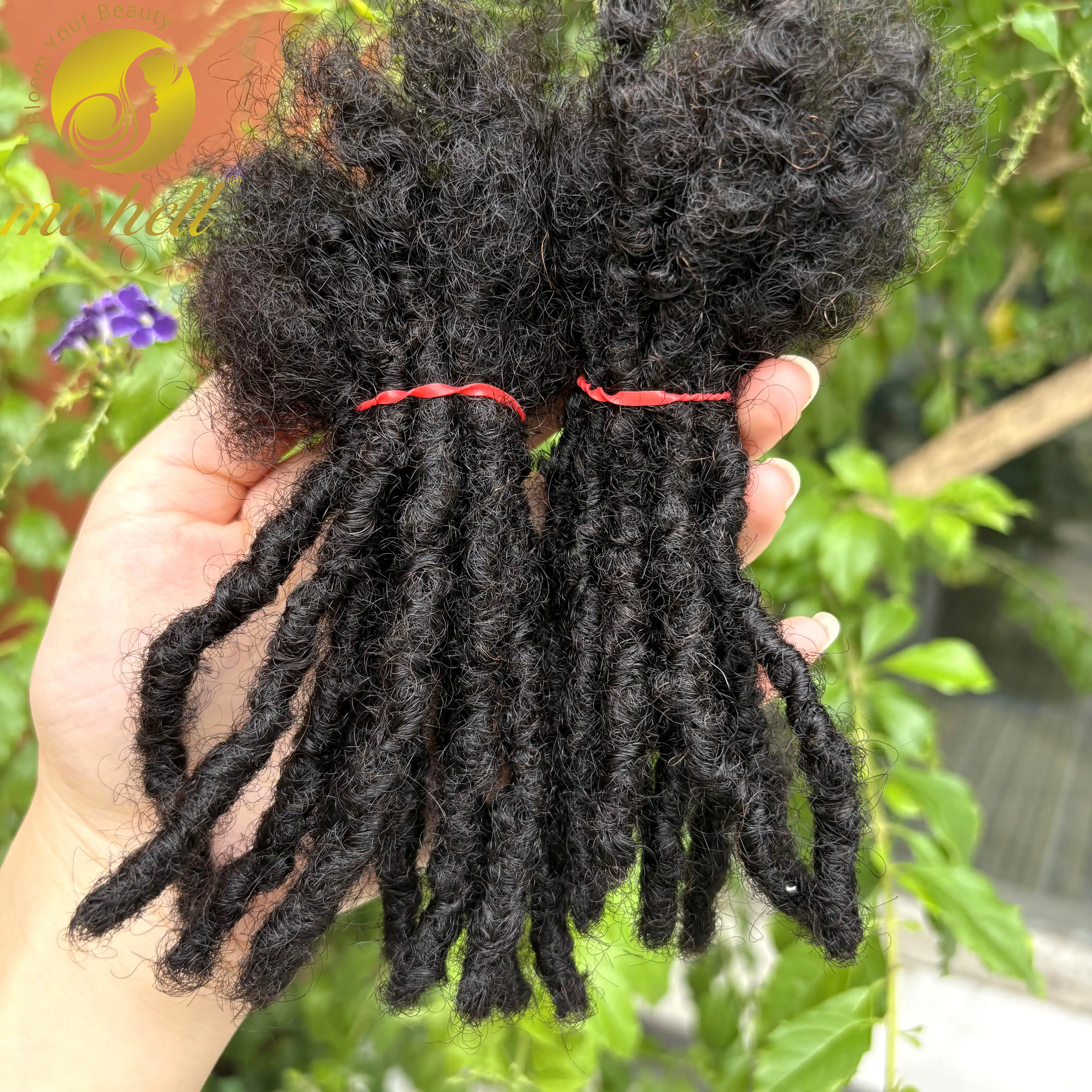 0.6cm 4-8Inch Natural Inter Loc Extension Human Hair 50 Strands Handmade 100% Human Hair Dreadlock Extensions for Men Women