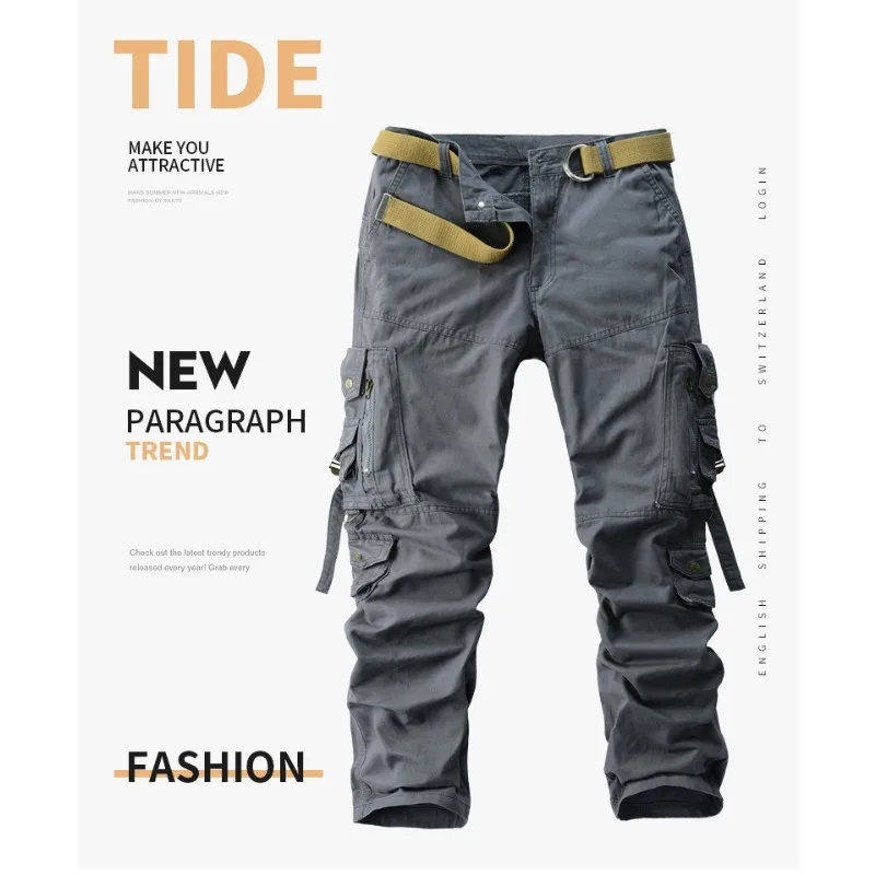 Men-Loose-Straight-Cargo-Pants-Multi-Zipper-&-Button-Pockets-Cotton-Blend-Fabric-Work-Trousers-For-Outdoor-Hiking-Work-Daily