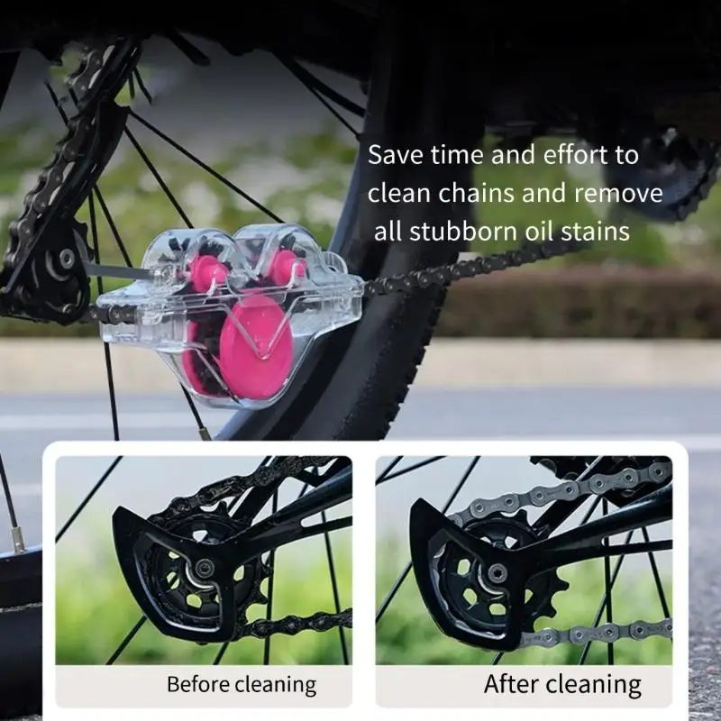 

Набор из 2 очистителей велосипедных цепей. Шайбы для цепей с автоматической вращающейся щеткой для глубокой очистки горных и