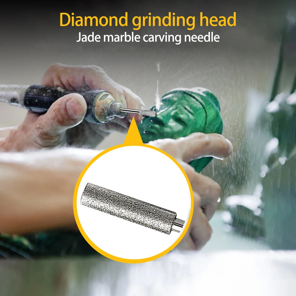 5/10 Stuks Diamant Gecoate Cilindrische Braam 4/4.8/5.5 Mm Kettingzaag Slijper Steen Bestand Kettingzaag slijpen Carving Slijpen Gereedschap