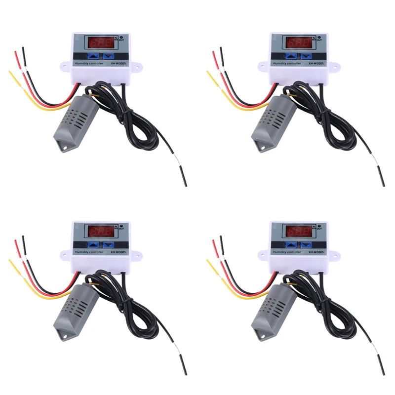 A003 4X Digitaler Feuchtigkeitsregler Hygrometer Feuchtigkeitskontrollschalter 0-99% RH Hygrostat mit Feuchtigkeitssensor AC220V