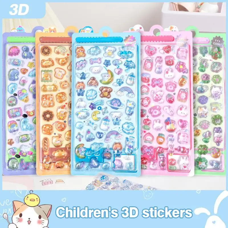 Funny Sweet Furit Ice Cream Pets Drop 3D Relief Sticker Scrapbooking Diy Diary Decor PVC Craft Decals For Stationery Phone Case