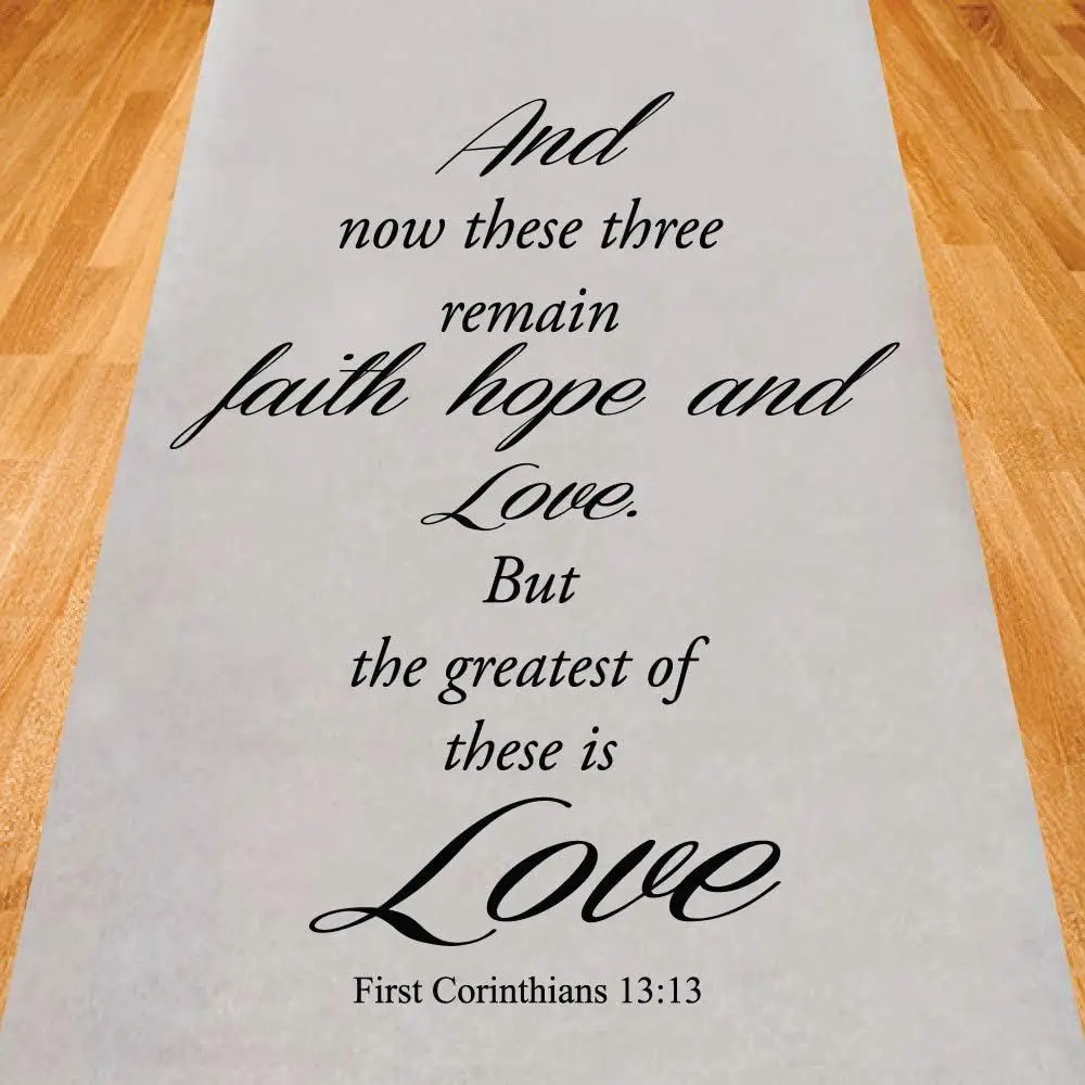 

Three Remain: Faith, Hope, Love Wedding Aisle Runner, 75 Feet Long, Ceremony Decor