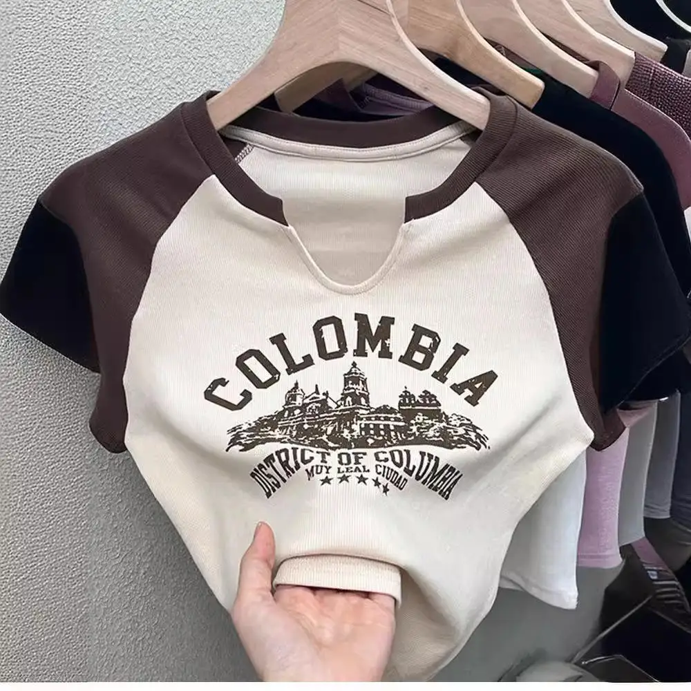 

Футболка Street Sle ort Sve, женская хлопковая футболка в рубчик, летний топ с милым и пряным дизайном для девочек