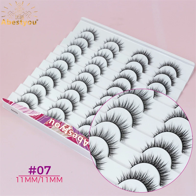 Abestyou 3d 20pairs Natural Look Light Wispy Fluffy Faux Mink Lashes Tray Korean Makeup Individual Eyelashes Extension Wholesale