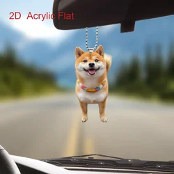 2D Smiling Shiba Inu Pendant Cute Acrylic Keychain Flat Puppy Ornament Charms Hanging Decoration for Car Bags Festive Party Gift