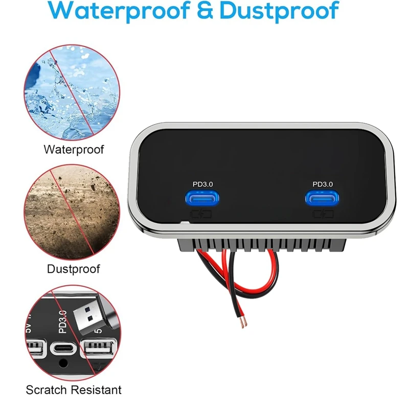 Car Charger Panel Dual 30W PD3.0 USB C Ports Fast Charging Power Outlet Socket for 12V/24V RV Boat Truck Bus NICEMAN-NJ] view 3