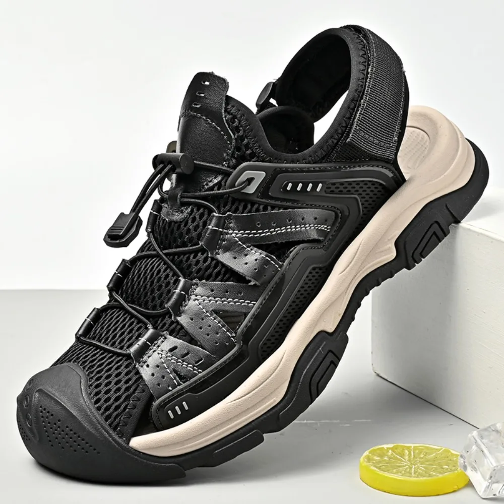 

Breathable Large Size Men's Sandals Summer New Style Outdoor Wear Sport Beach Shoes Rotation Buckle Casual Leather Sandals