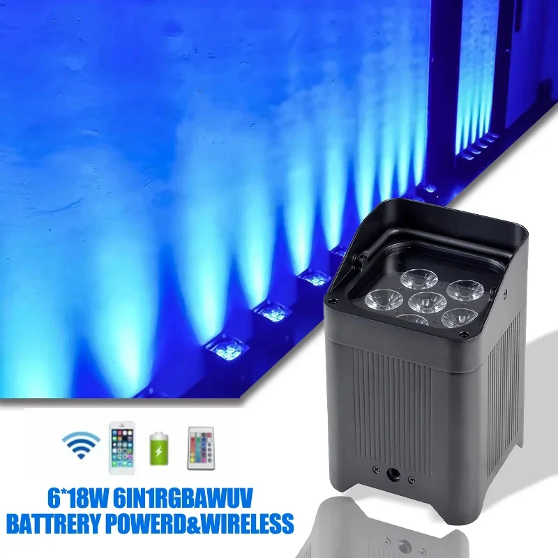 

AOPU 6x18W LED Battery Uplight Wireless Par Light with WIFI DMX Control for Wedding Stage Event DJ Uplights