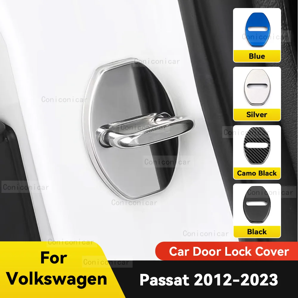 Car Door Lock Decoration Protection Cover Flags Emblem Stainless Steel Case For VW Volkswagen PASSAT 2012-2023 Accessories