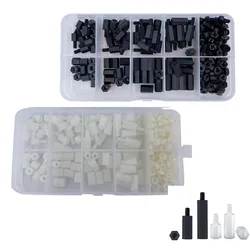 200/300Pcs/set M2 M2.5 M3 M4 Black/White Hex Nylon Standoff Spacer Column Flat Head Nylon Plastic Spacing Screws Nuts