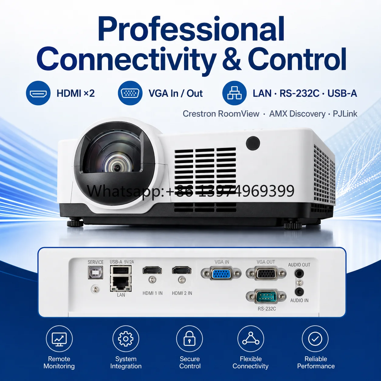 OEM ODM 6500 Lumens Short Throw Laser Projector 3LCD WXGA with Geometry Correction and LAN Control