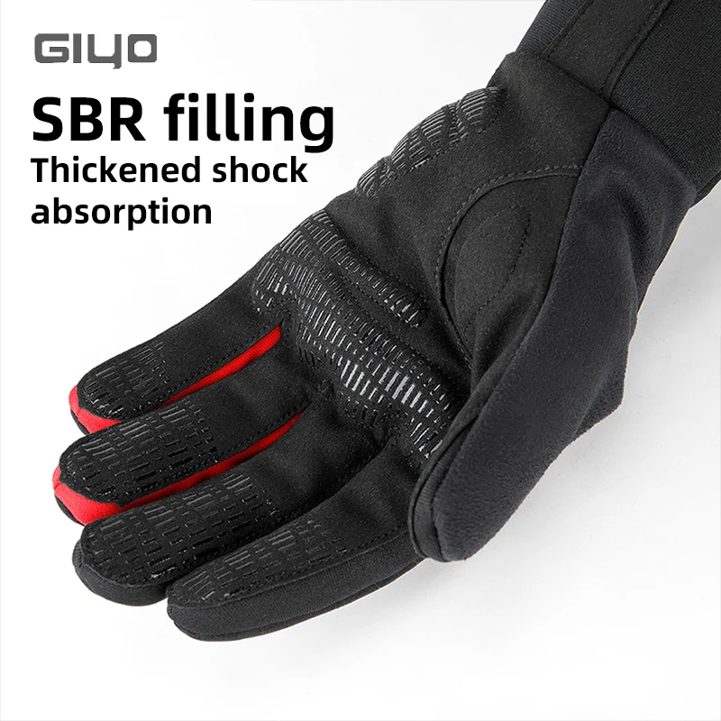 Giyo S-15 Winter Cycling Gloves Waterproof Thermal Touch Screen Gloves SBR Filling Shock Absorbing for Riding Skiing Climbing