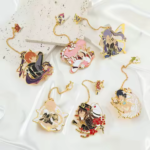 Brooch Genshin Impact Xiao Hu Tao Kaedehara Kazuha Cosplay Badge Pin Tassels Accessory Delicacy Pendant Emblem