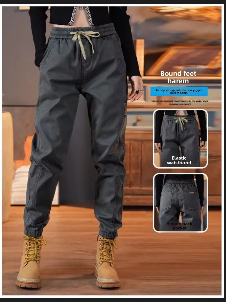 

Повседневные брюки-шаровары, мужская рабочая одежда, винтажные свободные брюки-карго с эластичной резинкой на талии, износостойкие на четыре сезона