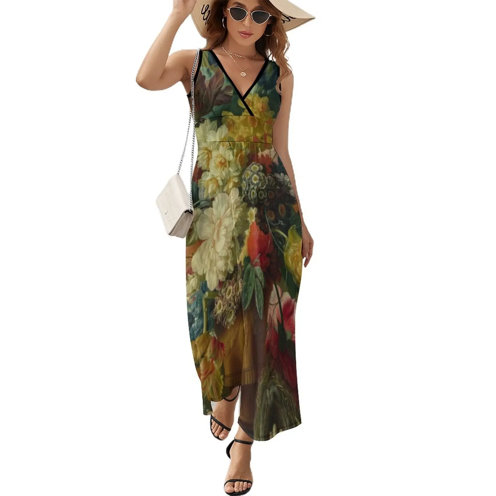 Van Gogh Dress Flowers In A Vase Korean Fashion Bohemia Long Dresses Womens Beach Pattern Maxi Dress Gift Idea