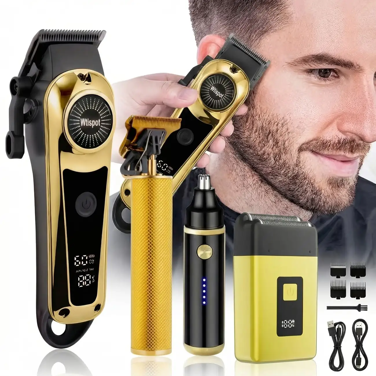 All-In-One Grooming Kit, Men's Cordless Hair Clipper Set - USB Rechargeable Electric Hair Trimmer, Dual Use For Home And Car, Halloween, Christmas Gift, Birthday Present, Suitable For Men, Husbands Or Boyfriends. Hair Cutting Tool Kit, For Dad