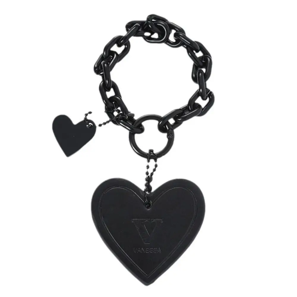 

Чистый черный брелок в форме сердца в форме сердца, кожаный брелок NOIR V Love Chain, милый брелок для ключей Ins Love Heart, автомобильный интерьер