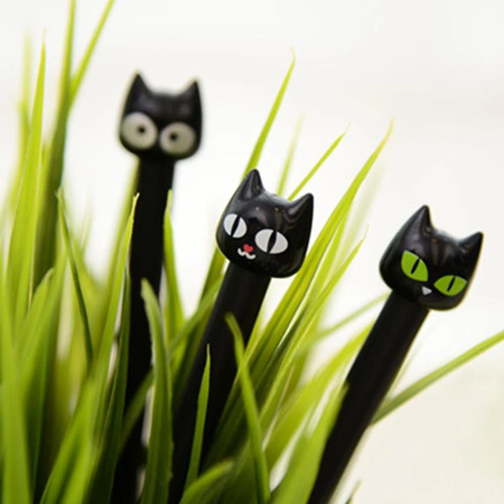 

4pcs Kawaii Cat Gel Pens 0.5mm Fine Tip Black Ink Pen Set Smooth Writing Stationery for Students Kids Gift Mixed Eyes