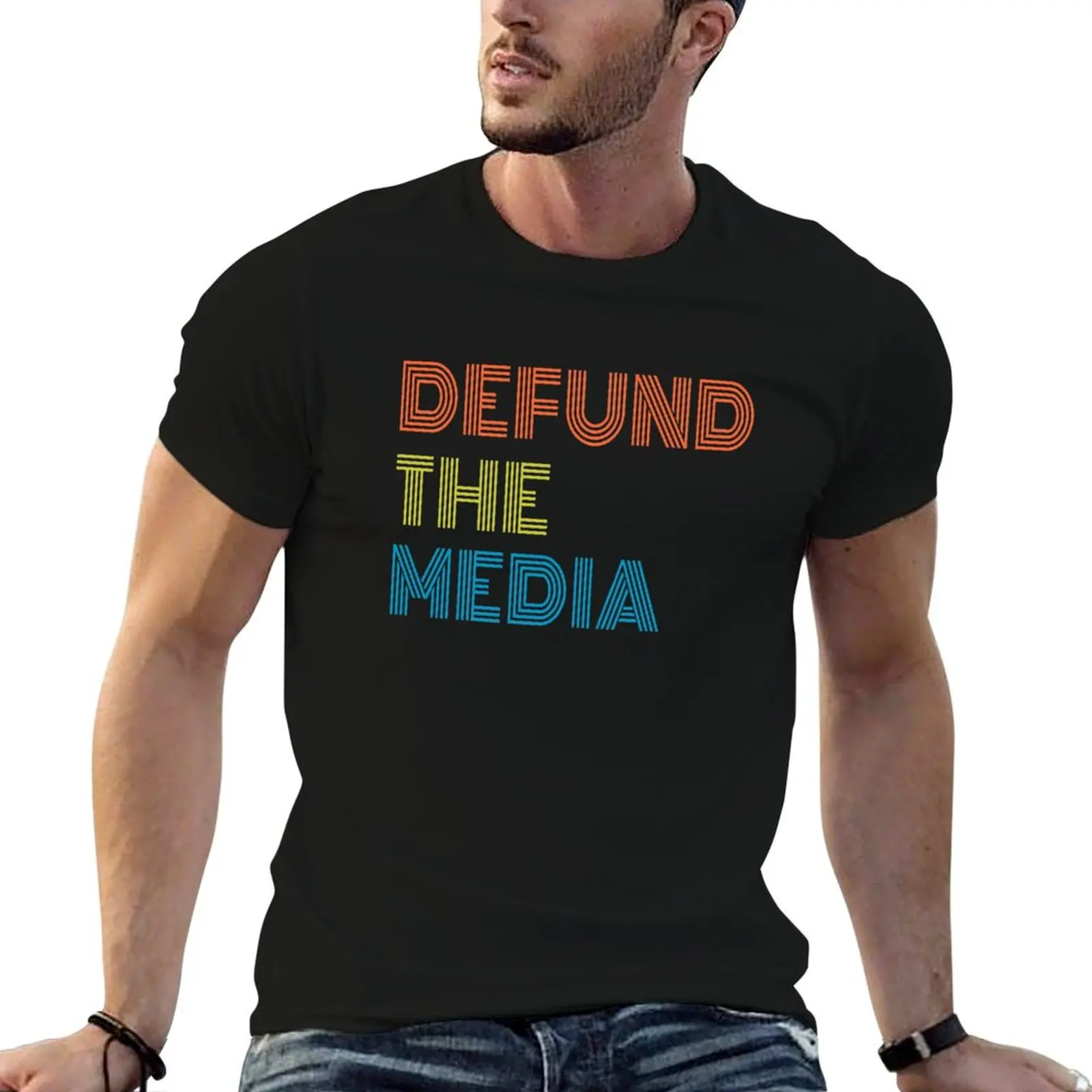 Defund The Media T-Shirt Basic Simple Casual Short Sleeve Tee