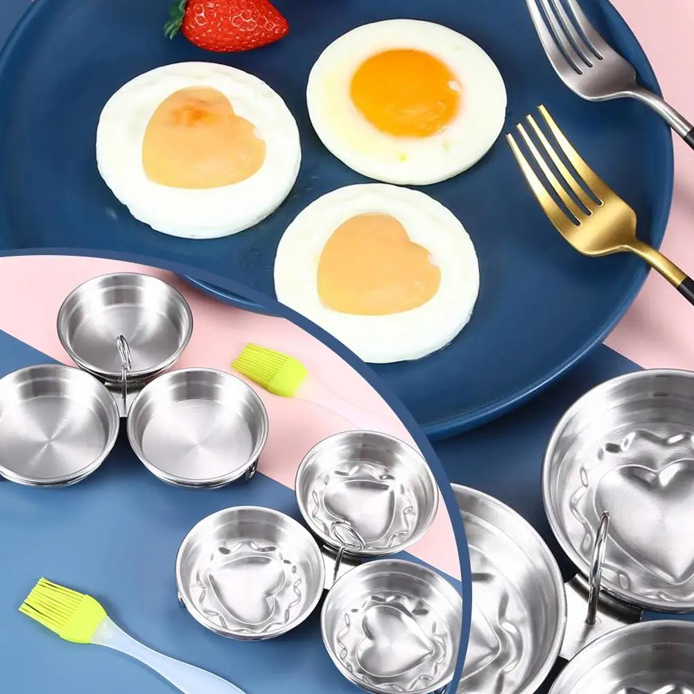 304 Stainless Steel Egg Steamer Poached Egg Mold Love-shaped Mold Kitchen Tools Egg Egg Fried T2W7