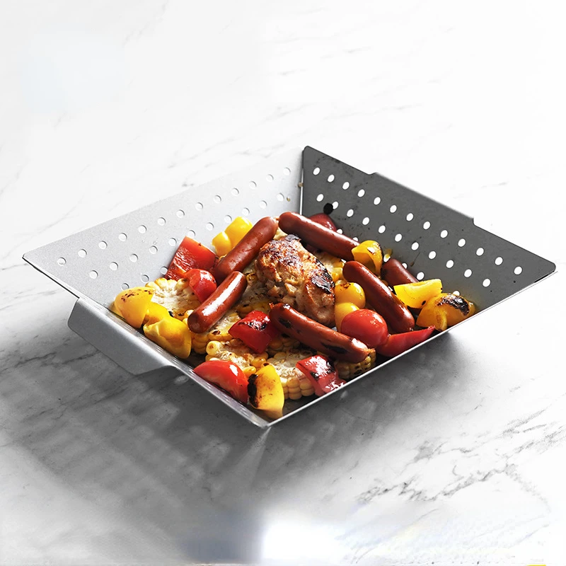

Carbon Steel Square Barbecue Pan High Temperature Resistant Non Stick Food Grill Basket Outdoor Camping Picnic BBQ Accessories