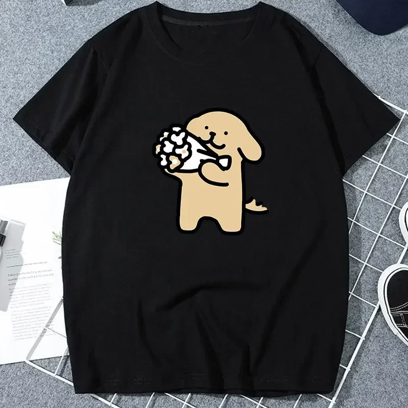 T-shirt imprimé de dessin animé de chien de chiot de ligne maltaise Kawaii, cadeau d'anniversaire de couple, vêtements pour femmes, petite amie, petit ami