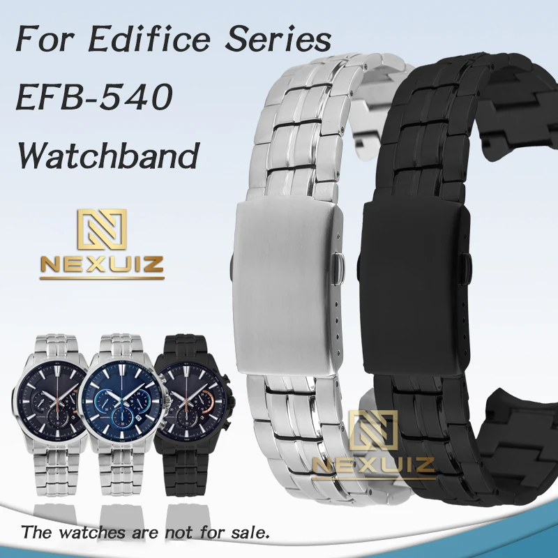 

Solid Stainless Steel Watch Strap For Casio Edifice Series efb-540 Bracelet EFB-540 Arc Mouth Watchband 22mm Belt for Men's Band