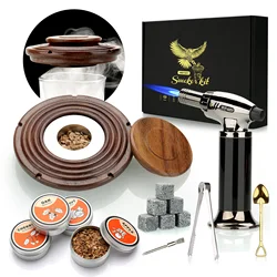 Kit de struction eur de Cocktail avec Torche, 4 Copeaux de Bois, Whisky, Cuillère à Charbon, Pince à Glace, Accessoires de struction eur sans Butane pour Barman