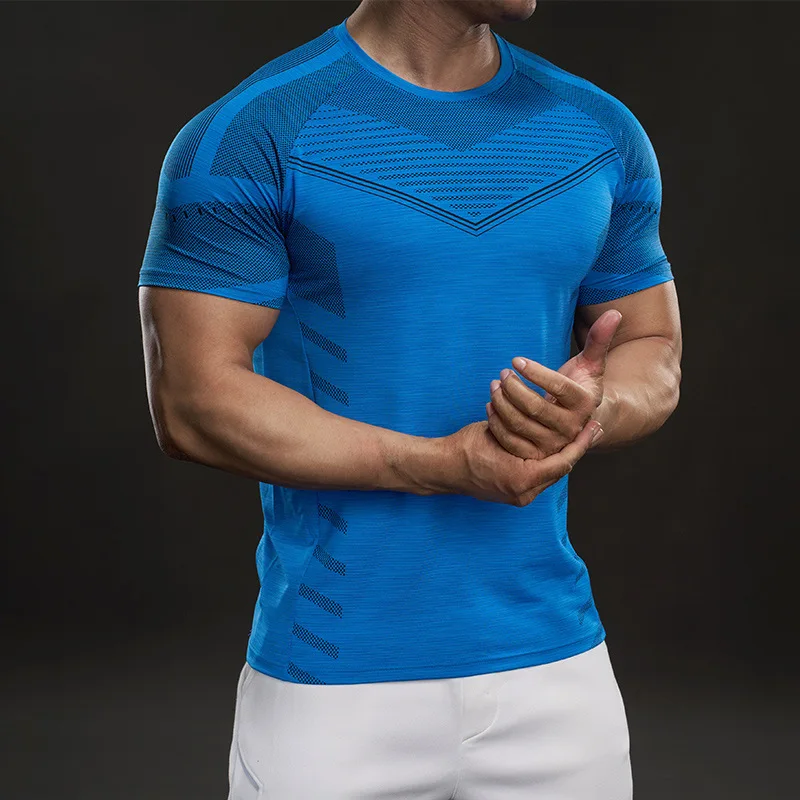 

2025 Summer Men's Sports Quick Dry Short Sleeve T-Shirt - Moisture-Wicking Breathable Athletic Workout Round Neck Gym Running