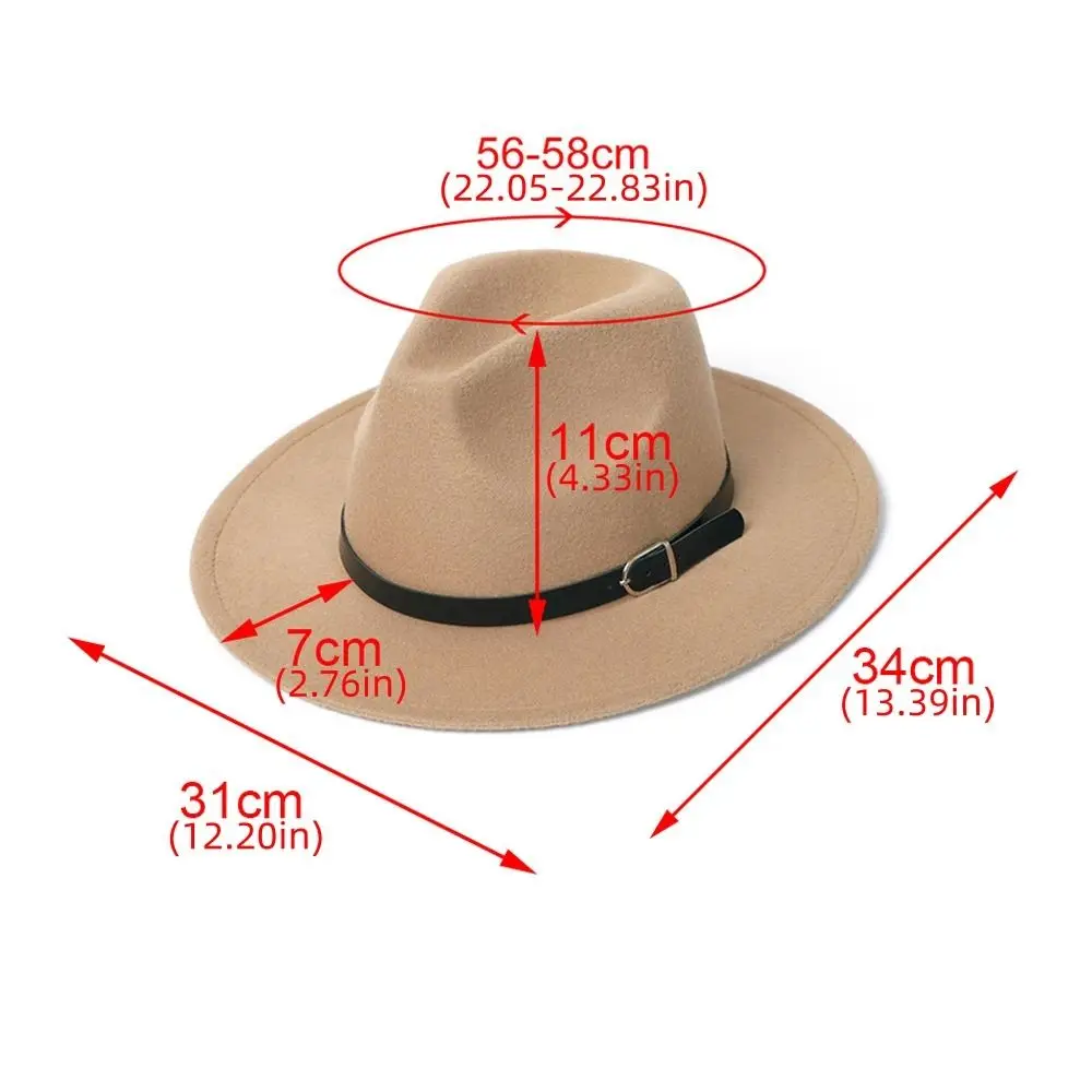 Fashion Wide Brim British Fedora Hat Formal Occasion Gentleman Winter Felt Hats Casual Solid Color Woolen Hats Men Women