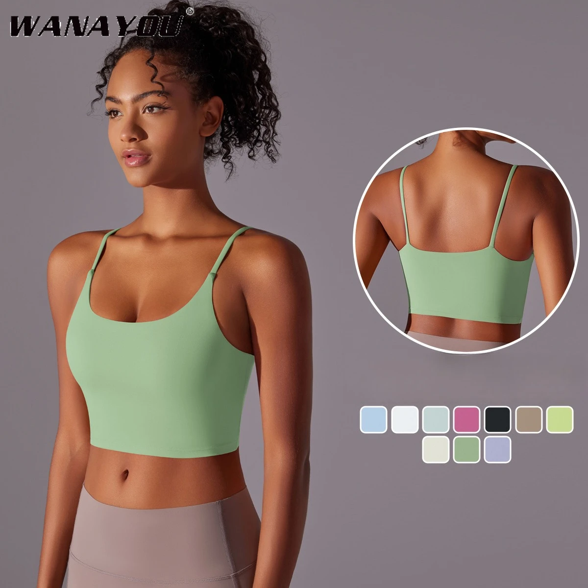 

WANAYOU Thin Shoulder Strap Women's Yoga Bra with Built-in Padding, Top Breathable Fitness Vest, Exercise Running Bra XL