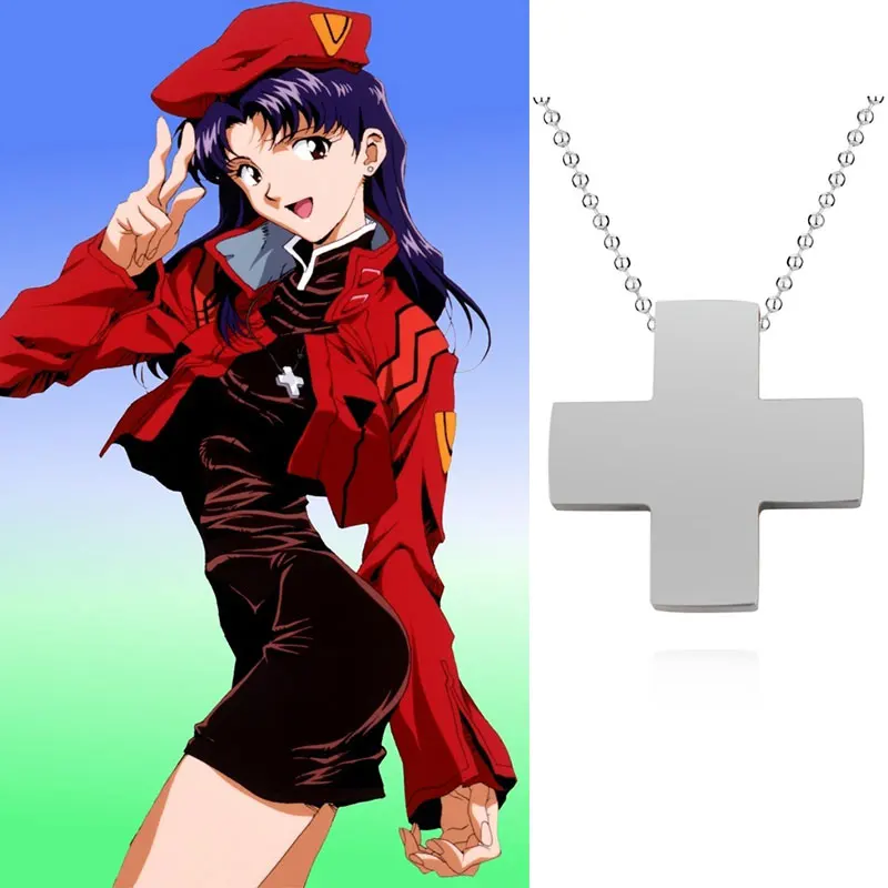 

Neon Genesis Evangelion Necklace EVA Katsuragi Misato Cross Pendant Necklace Men Women Fashion Jewelry Gifts