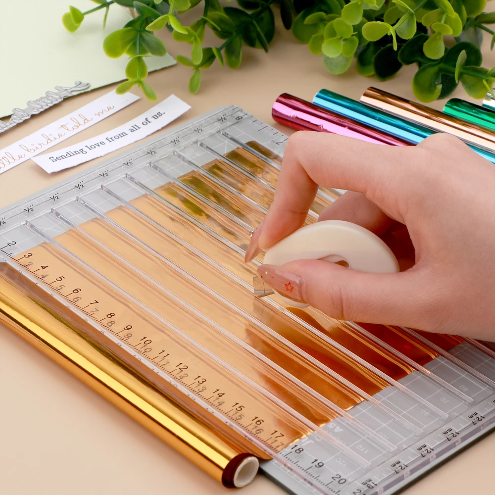 Craft Foil Paper Cutters Quick Trimmer for Foil and Paper with Blade Helpful Grid Line Easy Sentiment Strips Trimming Craft Tool
