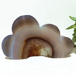 Natural Stone White Clouds Lace Geode Agate Stone Meditation Witchcraft Spirit Energy Cure Feng Shui Crystal Room Decoration
