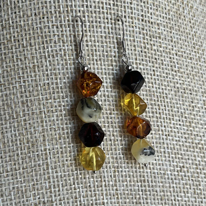 متعدد الألوان العنبر أقراط للنساء هدية S925 الفضة رائع القرط المتدلي البلطيق 2026 جديد فريد الأوجه كهرمان حقيقي مجوهرات #6