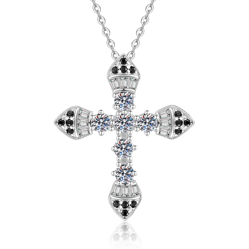 

XL603 Lefei Fashion Luxury Trendy Classic Moissanite Design Retro Cross Necklace For Women s925 Silver Party Charms Jewelry Gift