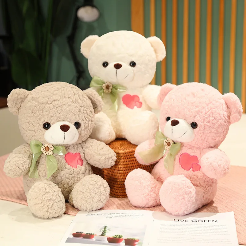 

Cute Heart-shaped Bow Teddy Bear Doll Teddy Bear Stuffed Doll Festival Gifts Decorative Gift Girl's Companion Teddy Bear Toy